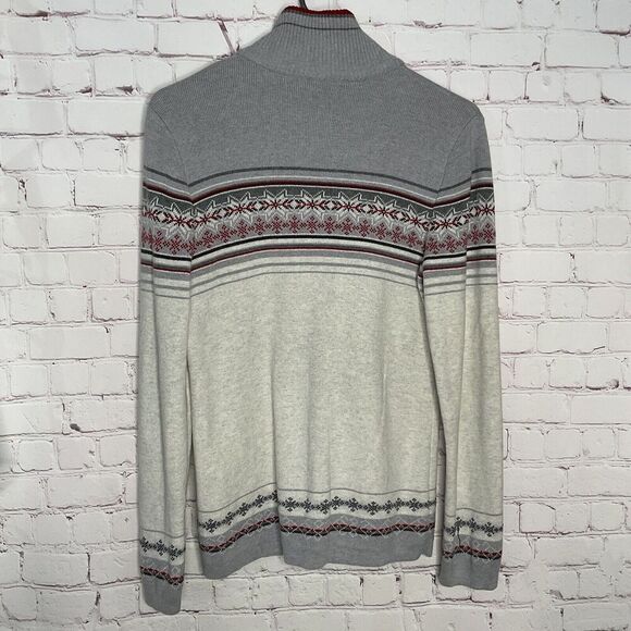 Vintage Eddie Bauer Sweater‎ Women Small Full Zip Gray Fair Isle Snowflakes Y2K - Picture 6 of 9